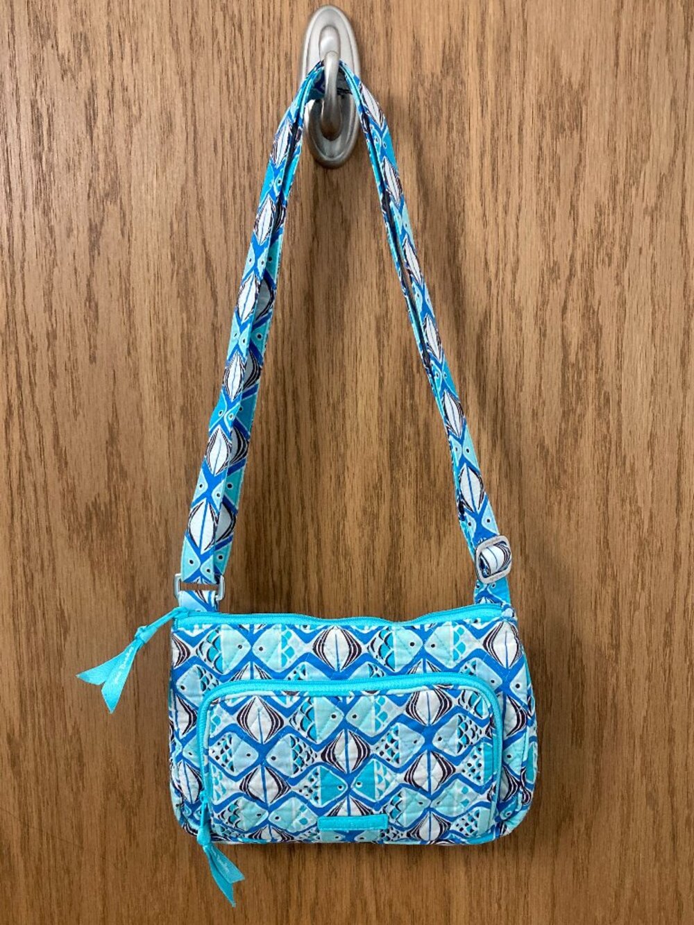Vera Bradley Go Fish Blue Quilted Crossbody Purse